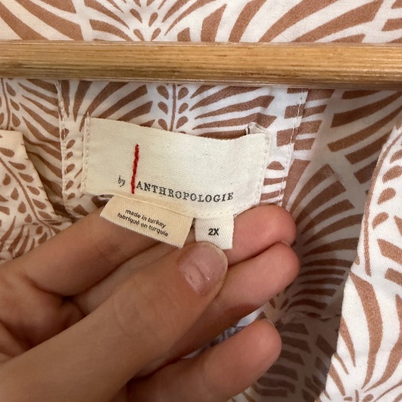 Anthropologie The Somerset Maxi Dress Print Smocked Brown Ivory Sand 2X - Picture 13 of 13